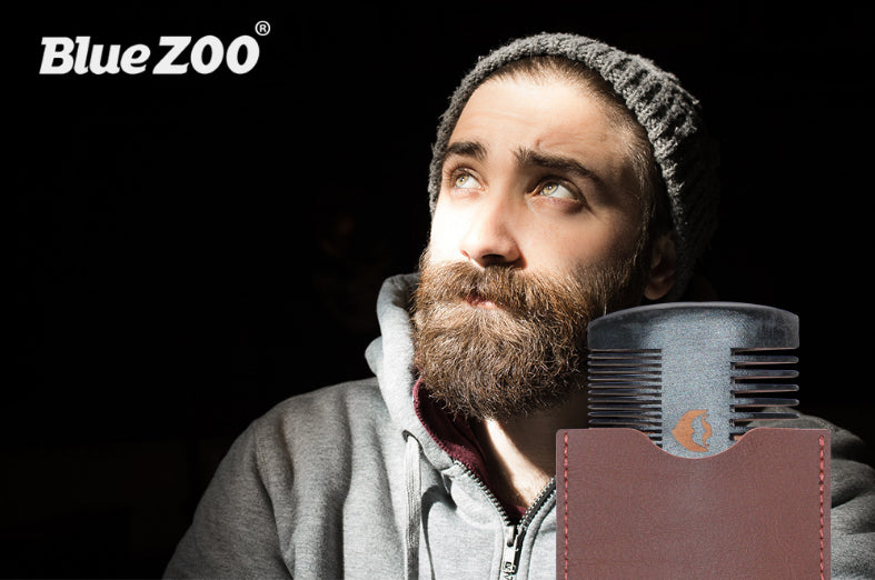 Black Spray Painted Pear Wood Bluezoo Double Sided Beard Comb Beard Portable Comb Care - V.I.P Digital Presence