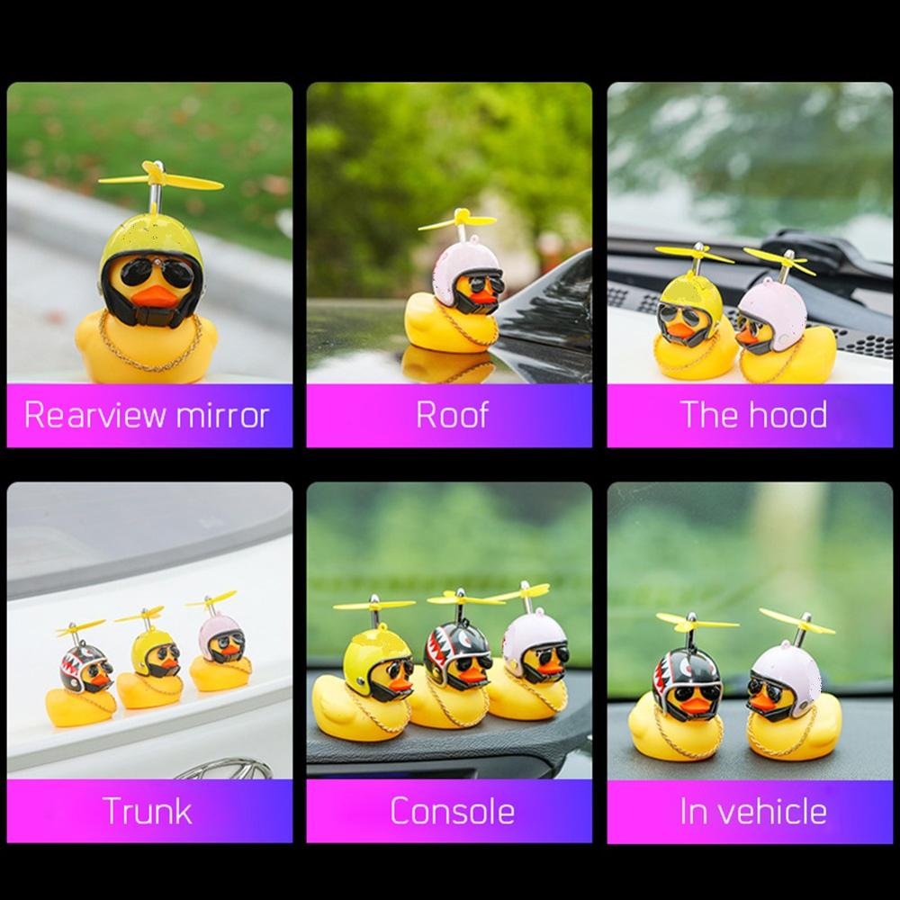 Car Duck with Helmet Broken Wind Small Yellow Duck Road Bike Motor Helmet Riding Cycling Car Accessories Decor Without Lights - V.I.P Digital Presence