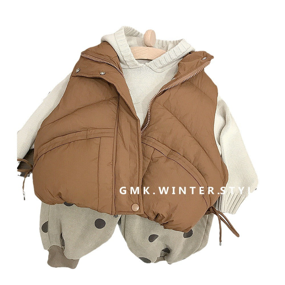 Children's standing collar cotton jacket vest winter loose vest for boys and girls camisole medium and small children's sweater - V.I.P Digital Presence