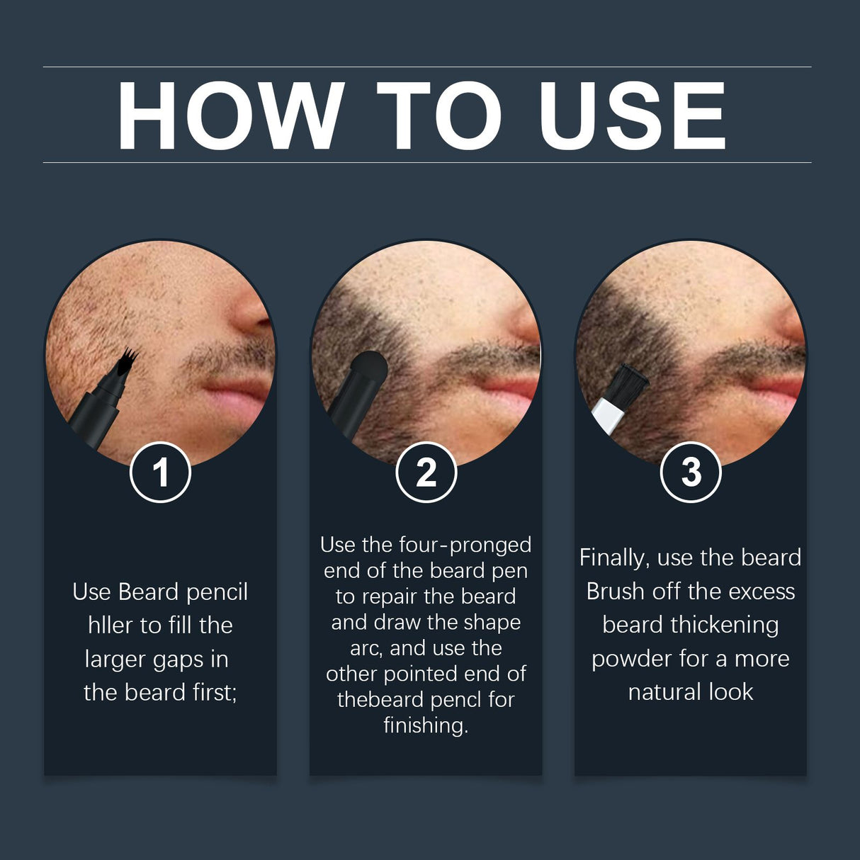 Beard Filler Pen Set, 3-in-1 Brush Beard Filler Men's beard care filler - V.I.P Digital Presence