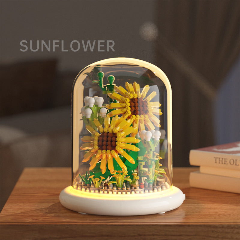 Building block flower simulation sunflower jasmine compatible with a certain high building block model toy - V.I.P Digital Presence