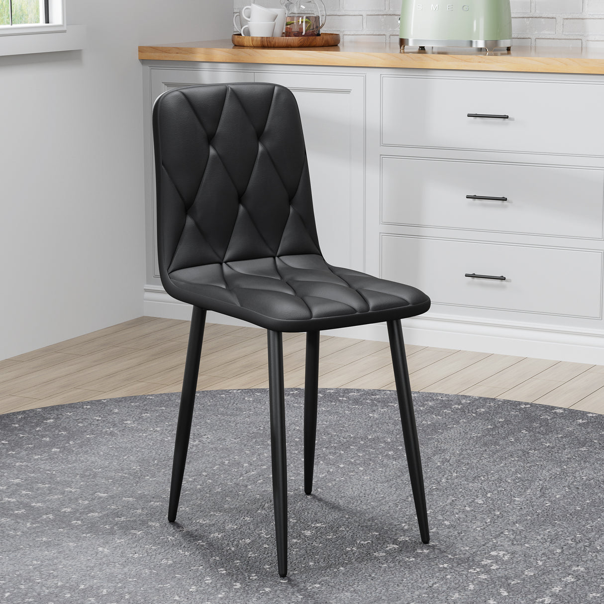Dining Chairs Set of 4, Modern Kitchen Dining Room Chairs, PU Dining Chair Upholstered Cushion Seat and Sturdy Metal Legs - V.I.P Digital Presence