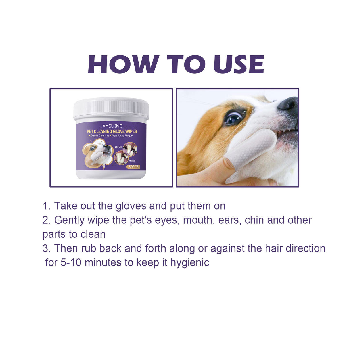 JAYSUING Pet Cleaning Glove Wipes, Pet Gum Care Gently Clean Dental Tartar Odor - V.I.P Digital Presence