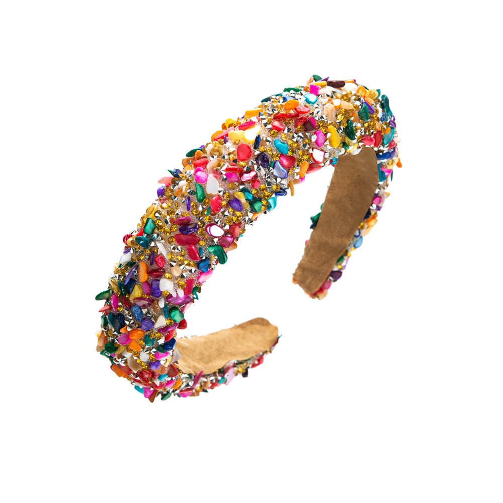 Exaggerated Baroque Colorful Crystal Candy Sponge Wide Edge Hair Hoop Headband - V.I.P Digital Presence