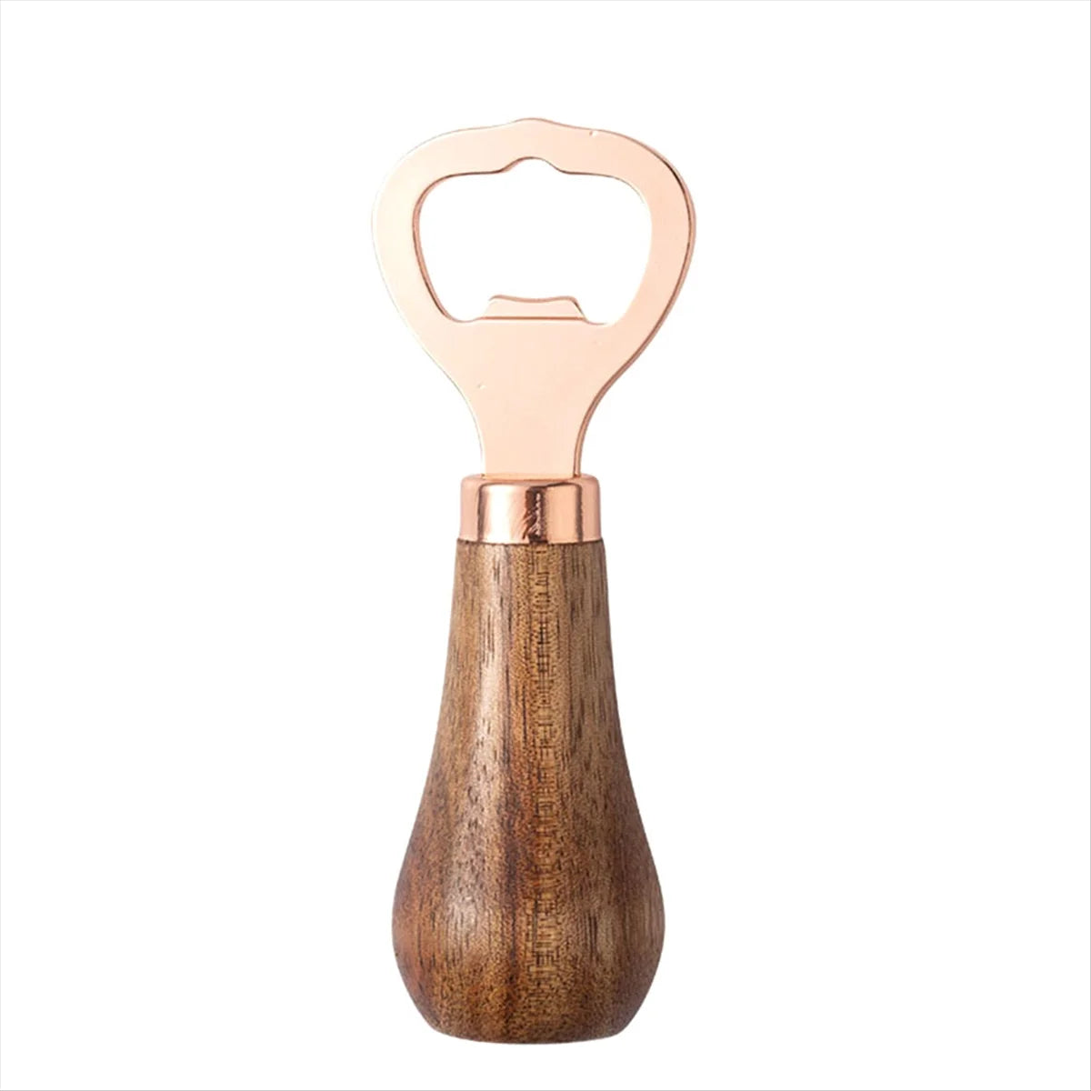 Stainless Steel Beer Bottle Opener with Wood Handle, Kitchen Tools, Anniversary Wedding Gift Rose Gold - V.I.P Digital Presence