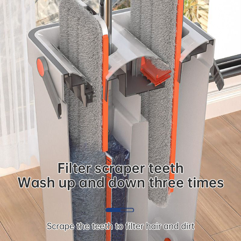 A 33cm Home Floor Cleaning Set: Hand Free Flat Mop & Bucket, 360° Rotating, Washable Microfiber, Lazy Cleaning Tool. - V.I.P Digital Presence