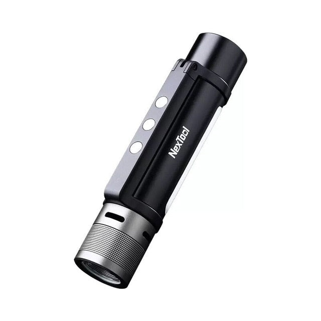 Linterna NEXTOOL 6 en 1 de 1000 lm con alarma y zoom, batería externa recargable por USB-C, luz de trabajo para camping
