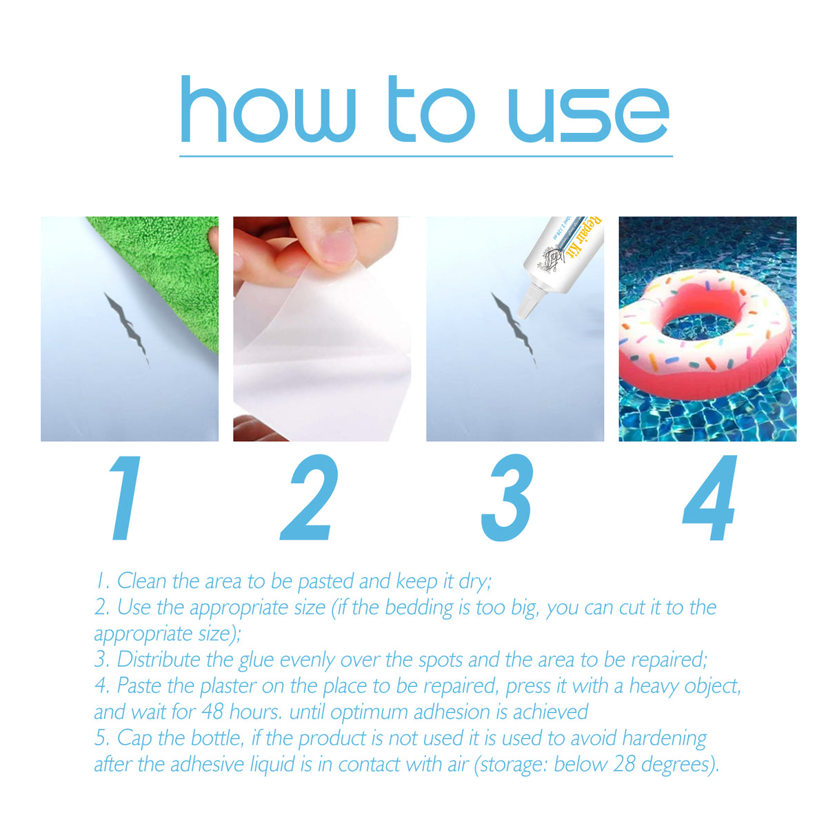 Pool Repair Kit, Swimming Ring Air Cushion Tent Crack Leakage Waterproof Transparent Adhesive Repair Subsidy - V.I.P Digital Presence