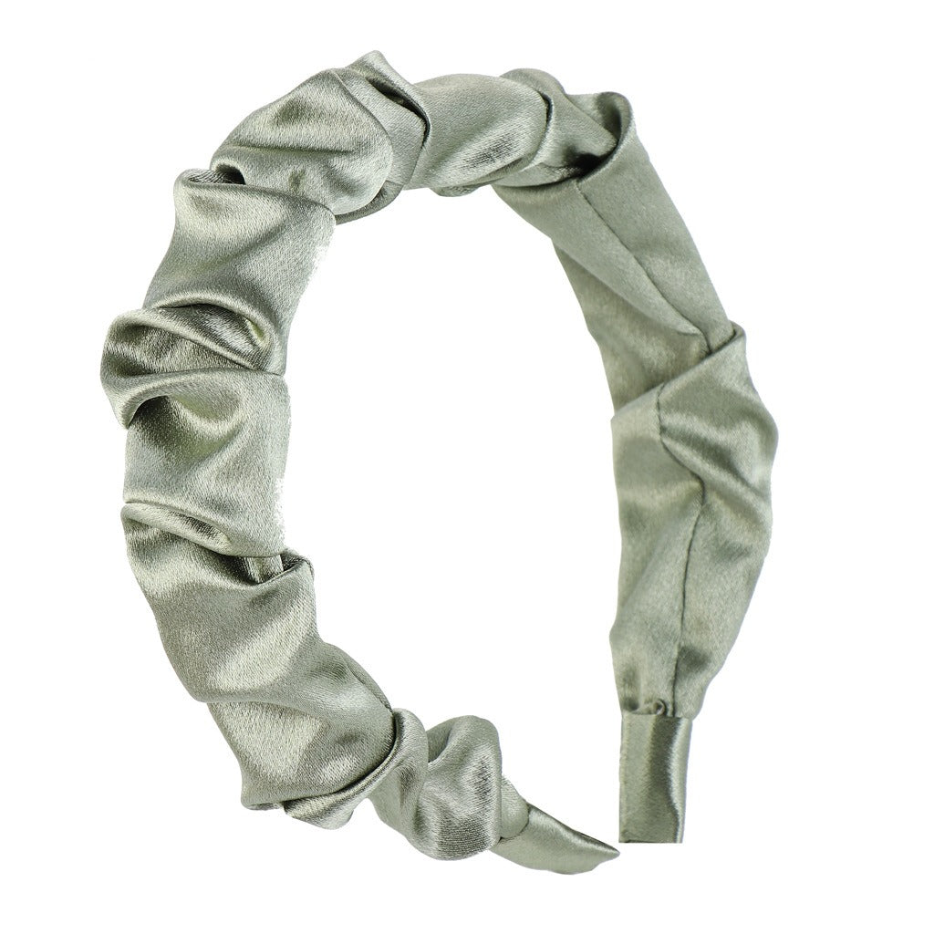 Multi color retro solid satin pleated hair compression headband - V.I.P Digital Presence