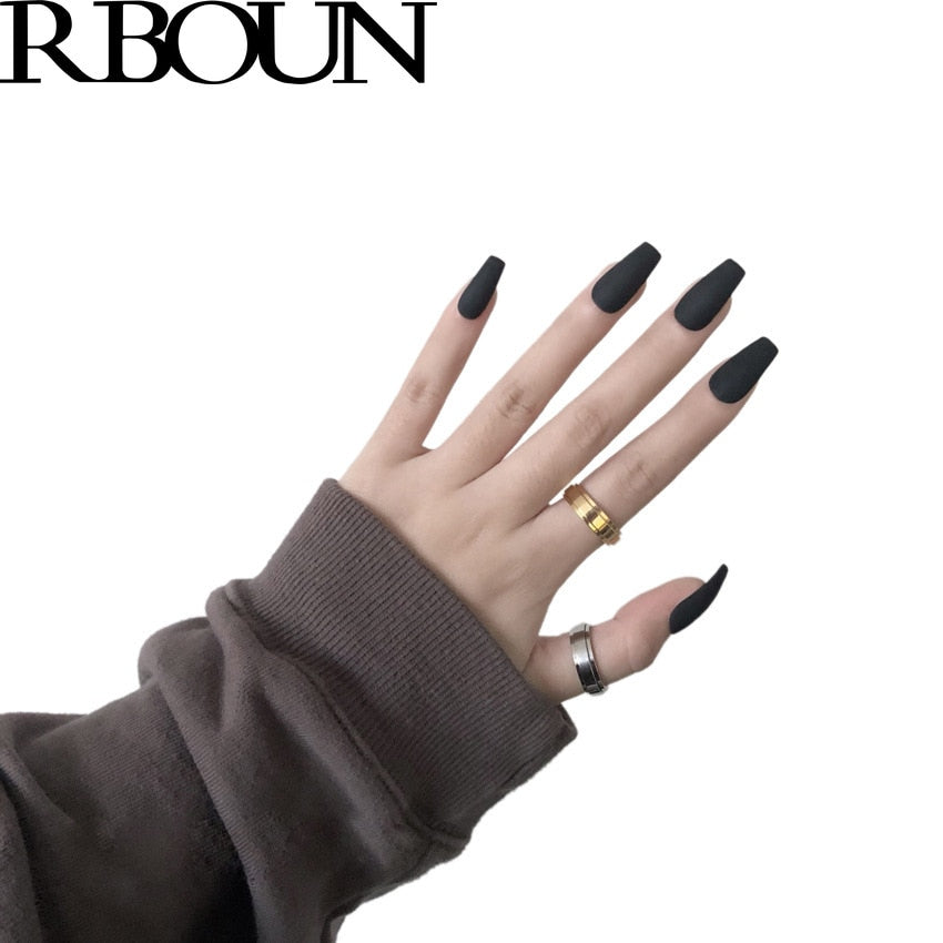 Nail Art Fake Nails Stiletto Tips Clear Press on Long False with Glue Coffin Stick Display Full Cover Artificial Designs Matte - V.I.P Digital Presence