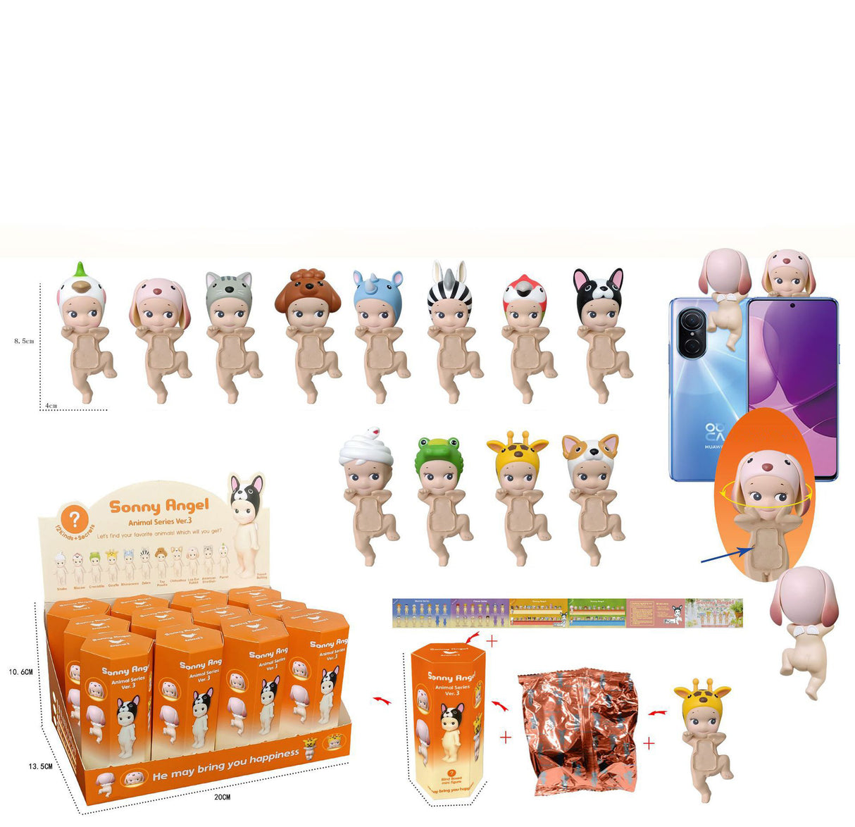 Party Angel Cheek Blind Box Car Ornament Mobile phone Decoration Handmade Anime Doll Finished End Box - V.I.P Digital Presence