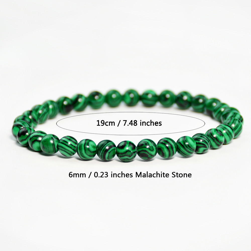 Vintage malachite beaded bracelet stacking style green bracelet men and women elastic jewelry - V.I.P Digital Presence