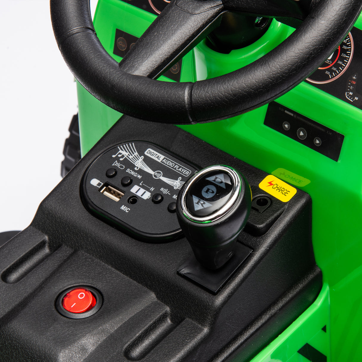 12V children ride the electric tractor "Black Knight" with a detachable storage tugboat and power display screen. - V.I.P Digital Presence