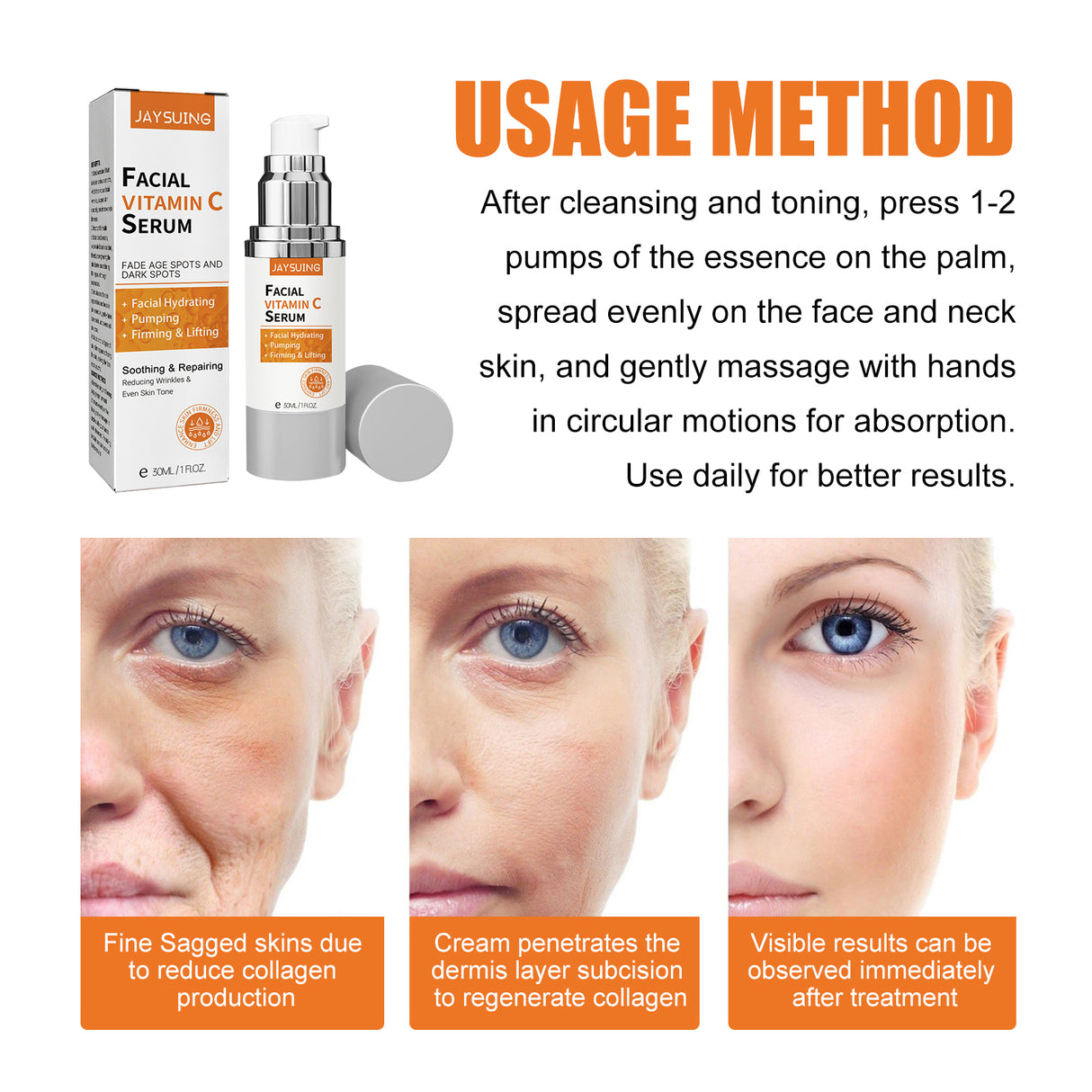 Anti-Aging Whitening Vitamin C Essence, Reduces Facial Fine Lines And Wrinkles, Firming Skin And Hydrating Essence