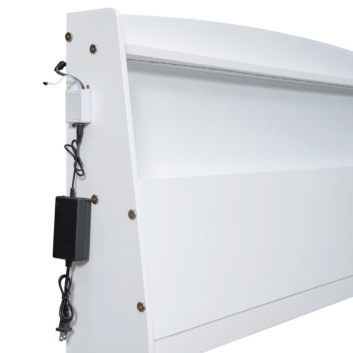 Full Size Platform Bed with Storage LED Headboard Twin Size Trundle and 3 Drawers White