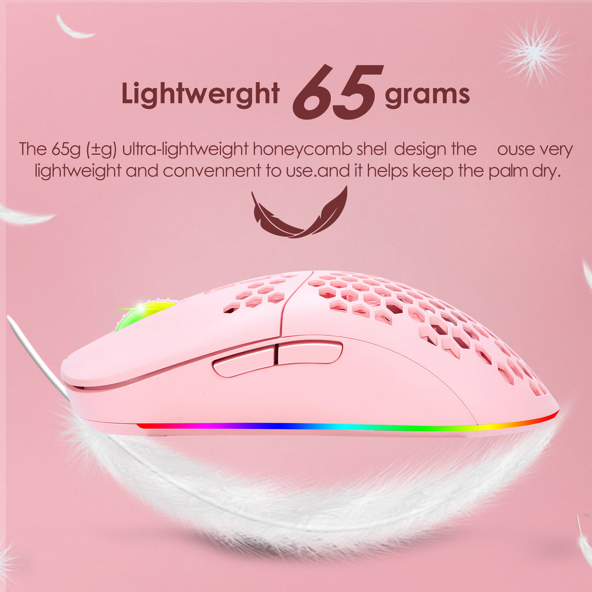 Charging hole the third mock examination Bluetooth wireless mouse lightweight mute cellular RGB light-emitting pink mouse - V.I.P Digital Presence