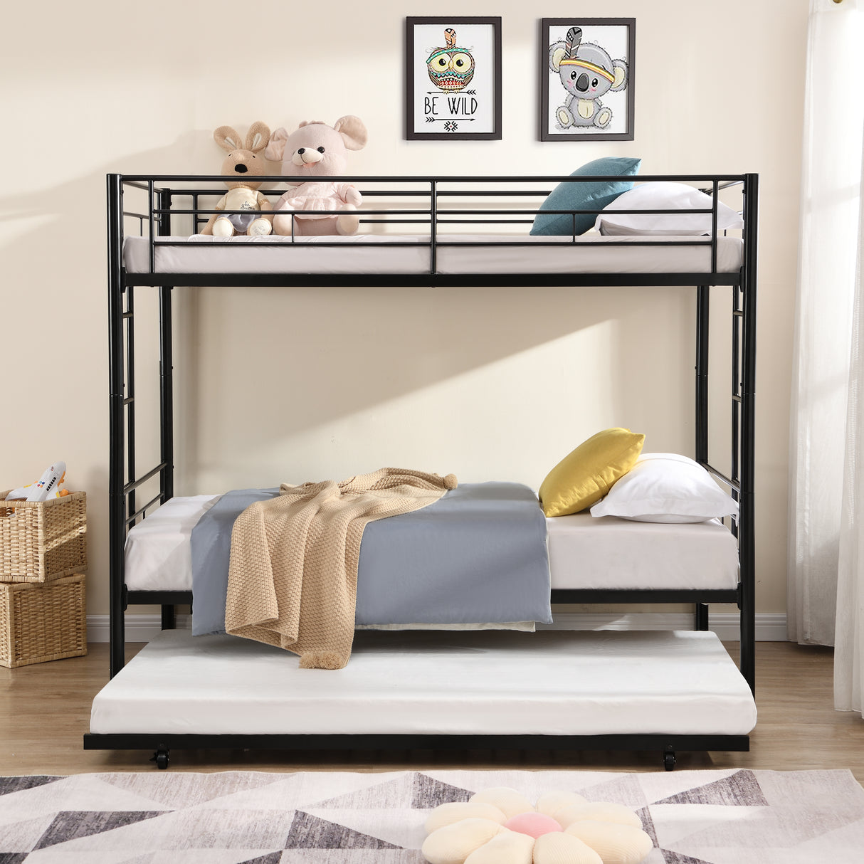 METAL Bunk Bed with trundle Black - V.I.P Digital Presence