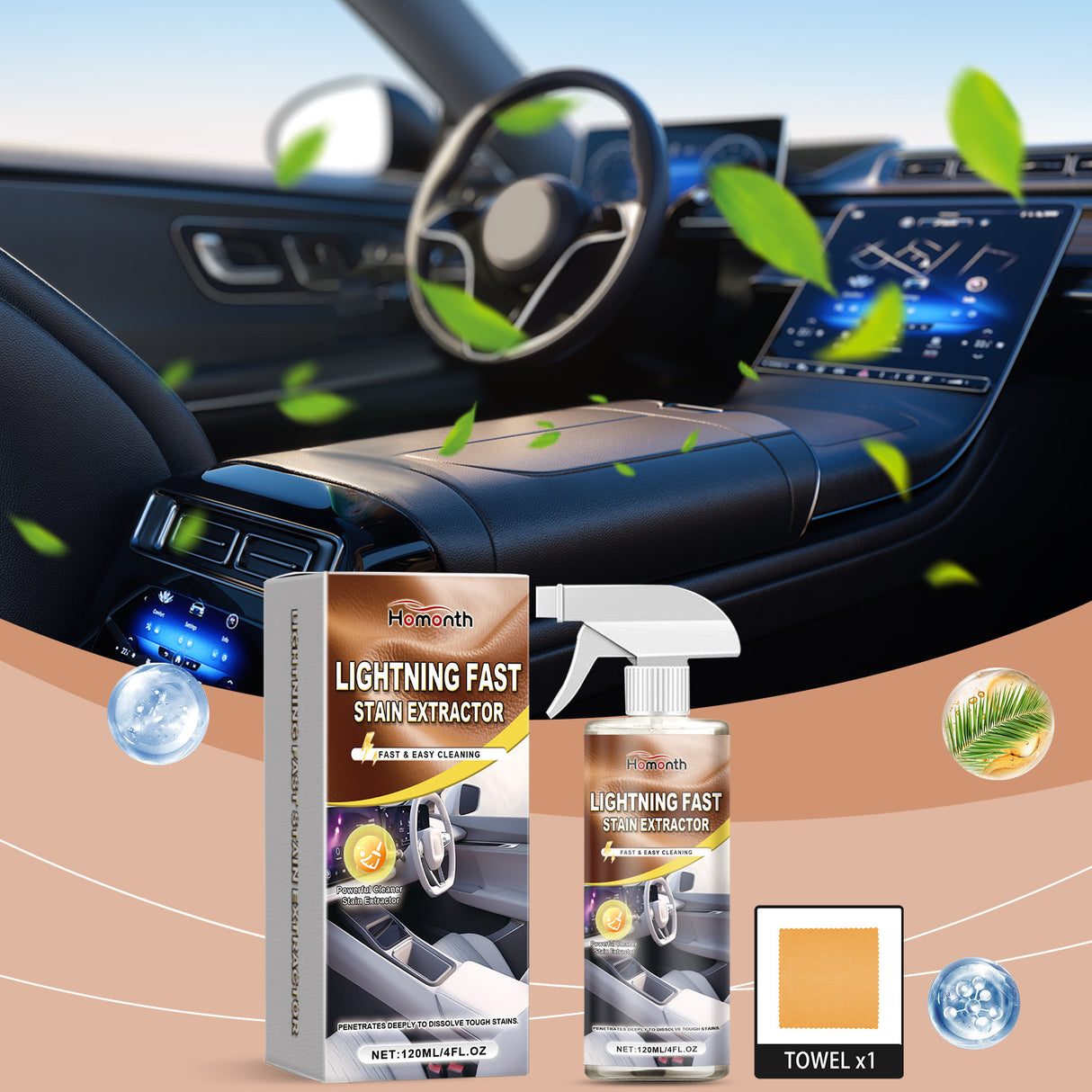 Car Interior Cleaning Agent, Leather Fabric Plastic Effective Cleaning And Stain Removal Cleaner - V.I.P Digital Presence