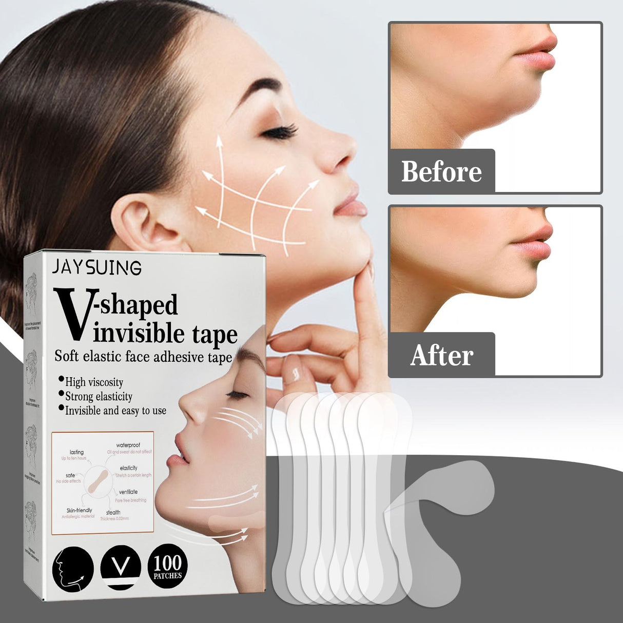 Invisible Patch Face Lift Fade Fine Lines Tighten Lift Jaw Muscle Shaping Patch Shrink Patch
