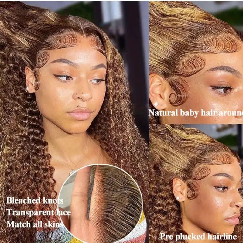 Lace Wigs 13x4 HD Transparent Water Wave Frontal Wigs Highlight Honey Blonde Water Wave Lace Wig - V.I.P Digital Presence