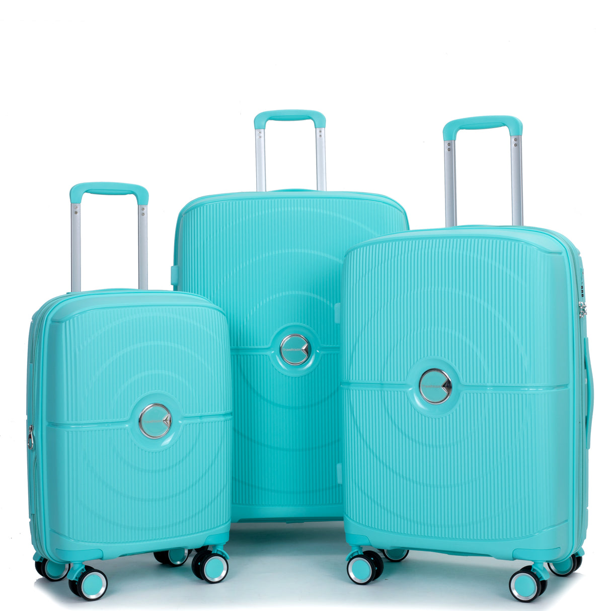 Expandable Hardshell Suitcase Double Spinner Wheels PP Luggage Sets Lightweight Durable 3-Piece Set (20/24/28) , Lake Blue