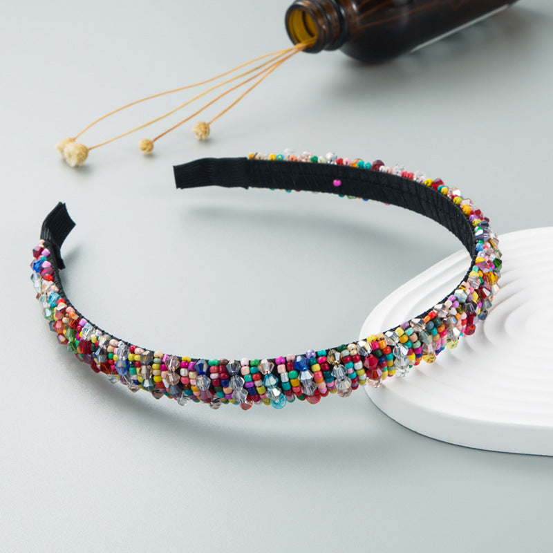 Hair Hoop Hand-woven Beaded Headband Female Baroque Sponge Hair Bundle Korean Face Wash Hair Accessories - V.I.P Digital Presence