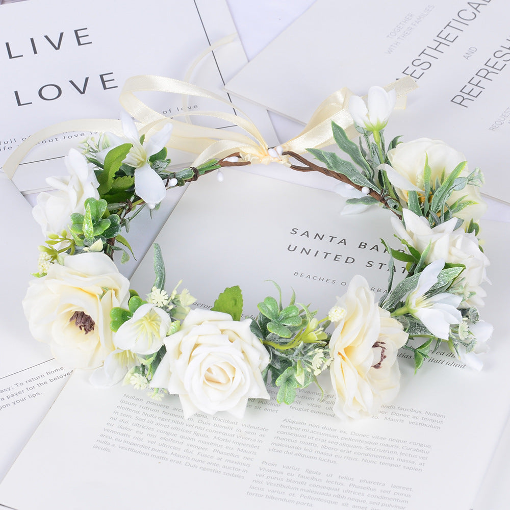 Simulated Rose Blossoms Adjustable Headwear Wreath Bridal Fairy Princess Birthday Performance Headwear - V.I.P Digital Presence