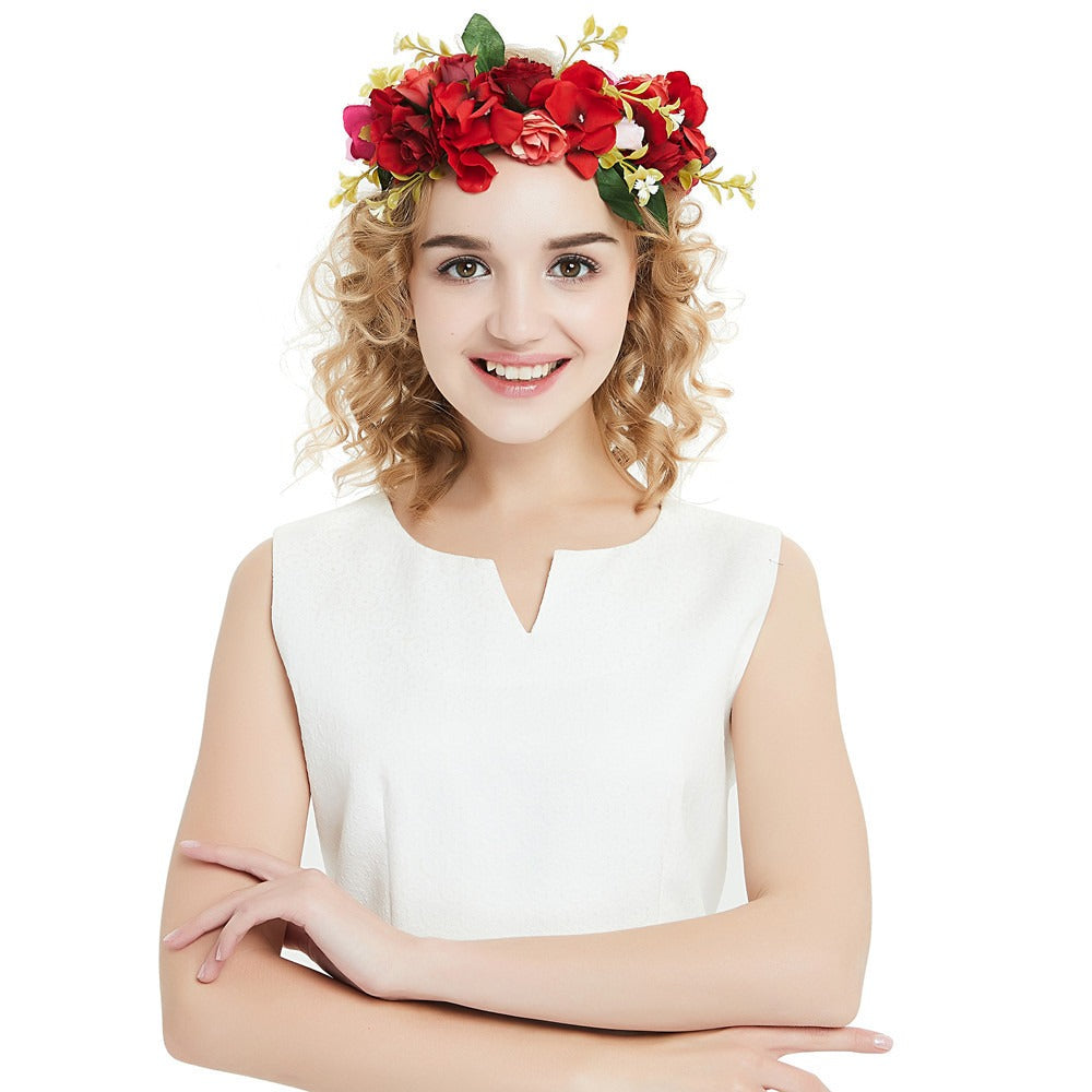 Big Red Rose Blossom Hair Band Bridal Flower Ring Hair Band - V.I.P Digital Presence