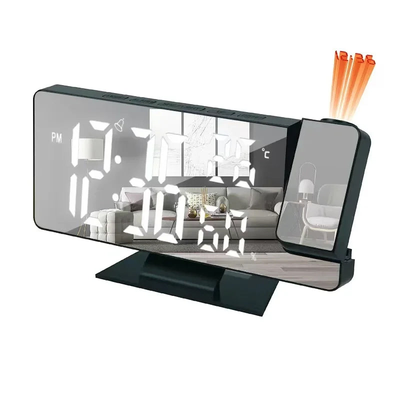 Home LED Projection Alarm Clock - Time, Temp Display, Backlight, Snooze - V.I.P Digital Presence