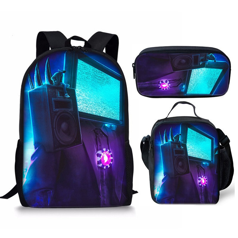 New 3PC-SET Skibidi Toilet Man Backpack Custom Game Peripheral Schoolbags For Primary Secondary School Teenage - V.I.P Digital Presence