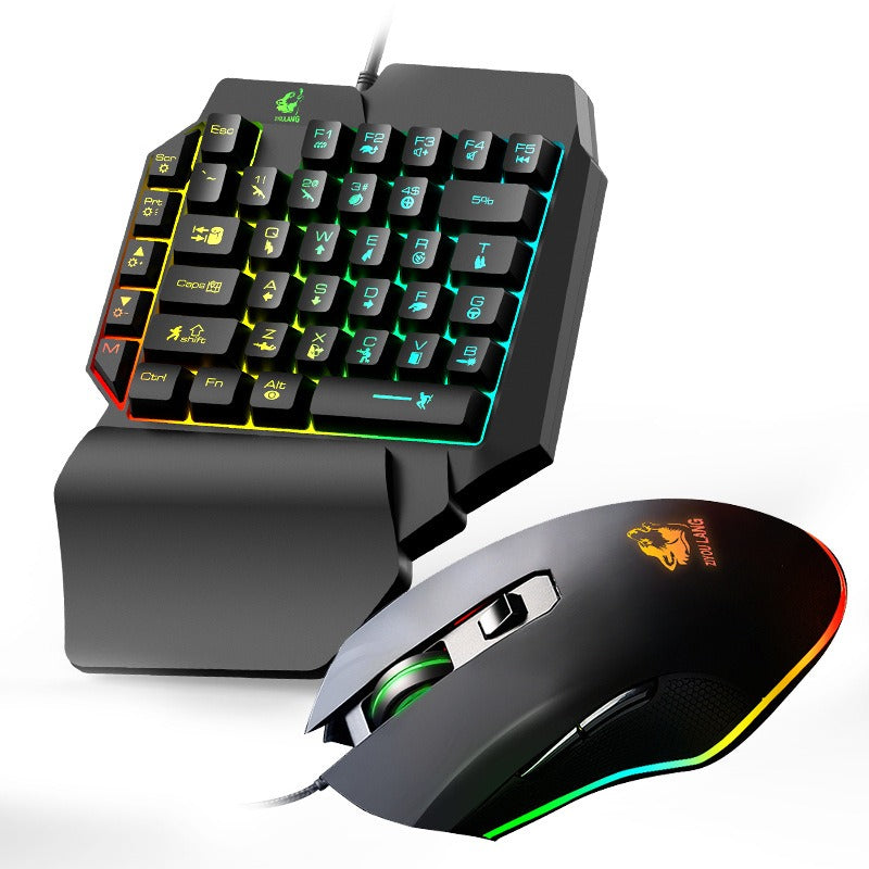 Free Wolf T1 One handed Keyboard and Mouse Set Throne Mechanical Touch Keyboard and Mouse Set - V.I.P Digital Presence