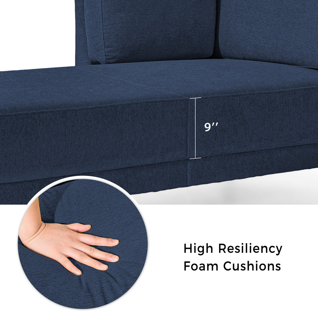 65" Mid-Century Modern Linen Fabric Corner Lounge Chair, Upholstered Indoor Chaise Lounge Solid Wood Sofa Bed for Bedroom - V.I.P Digital Presence