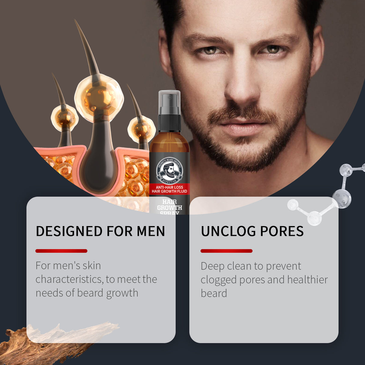 Facial Hair Treatment Spray, Men's Hair And Beard Nourishing Moisturizing And Enriching Facial Hair Repair Spray - V.I.P Digital Presence