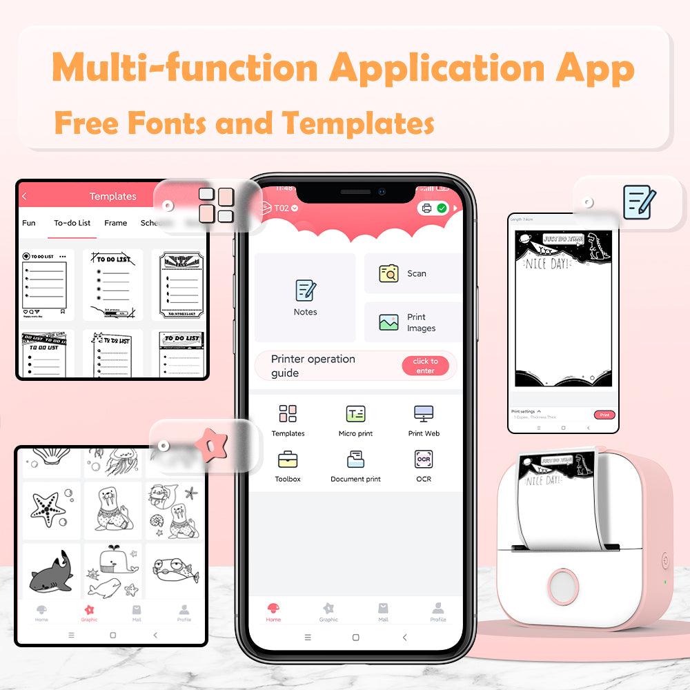 Phomemo Portable Mini Thermal Printer T02 Mini Pocket Label Printer DIY Self-adhesive Sticker Label Machine Various Label Paper - V.I.P Digital Presence