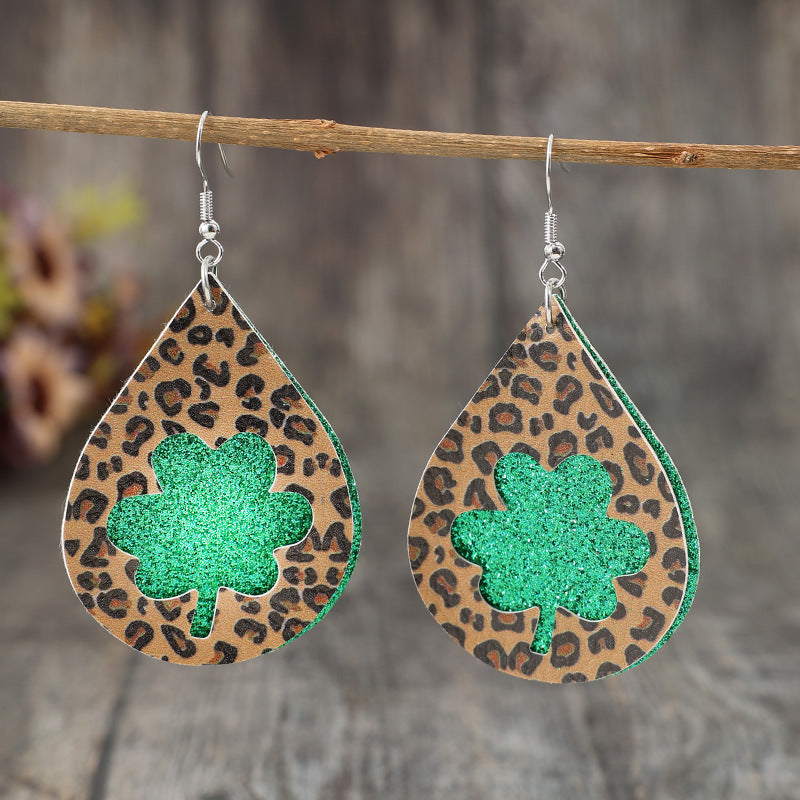 Leopard Hollowed Leather Teardrop Earrings - V.I.P Digital Presence