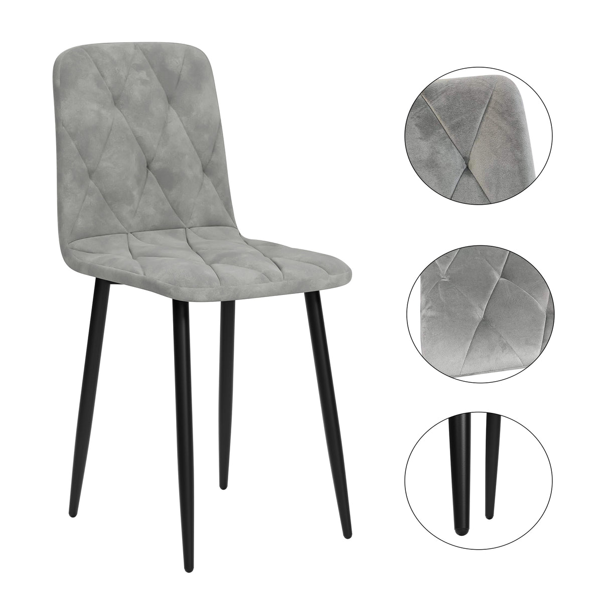 Dining Chairs Set of 4, Modern Kitchen Dining Room Chairs, Velvet Dining Chair Upholstered Cushion Seat and Sturdy Metal Legs - V.I.P Digital Presence