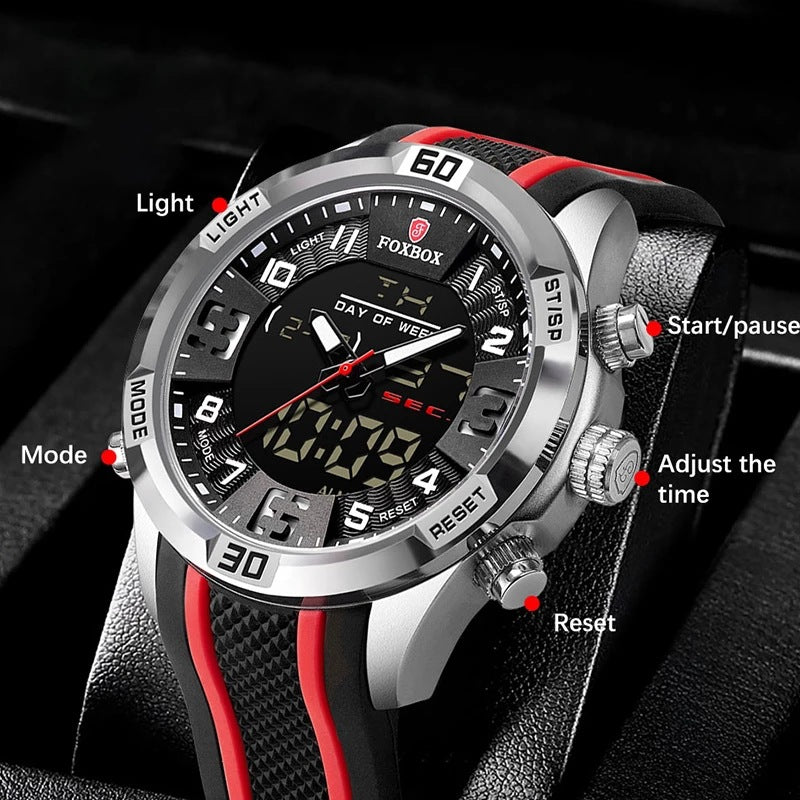 Lige Men's Dual Display Watch Multi-Function Chronograph Sports Waterproof Watch - V.I.P Digital Presence