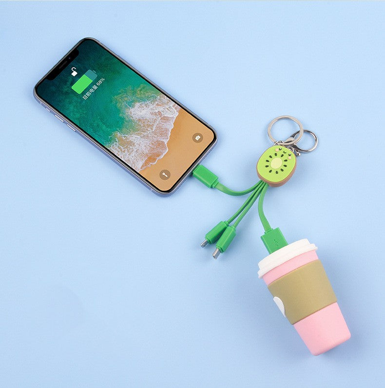 Kiwi Mobile Data Cable Healing Series Fruit Smile Keychain Universal Charging Cable 3-in-1 - V.I.P Digital Presence