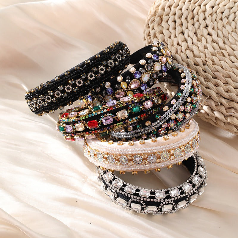 Retro Baroque colored glass drill sponge hair hoop - V.I.P Digital Presence