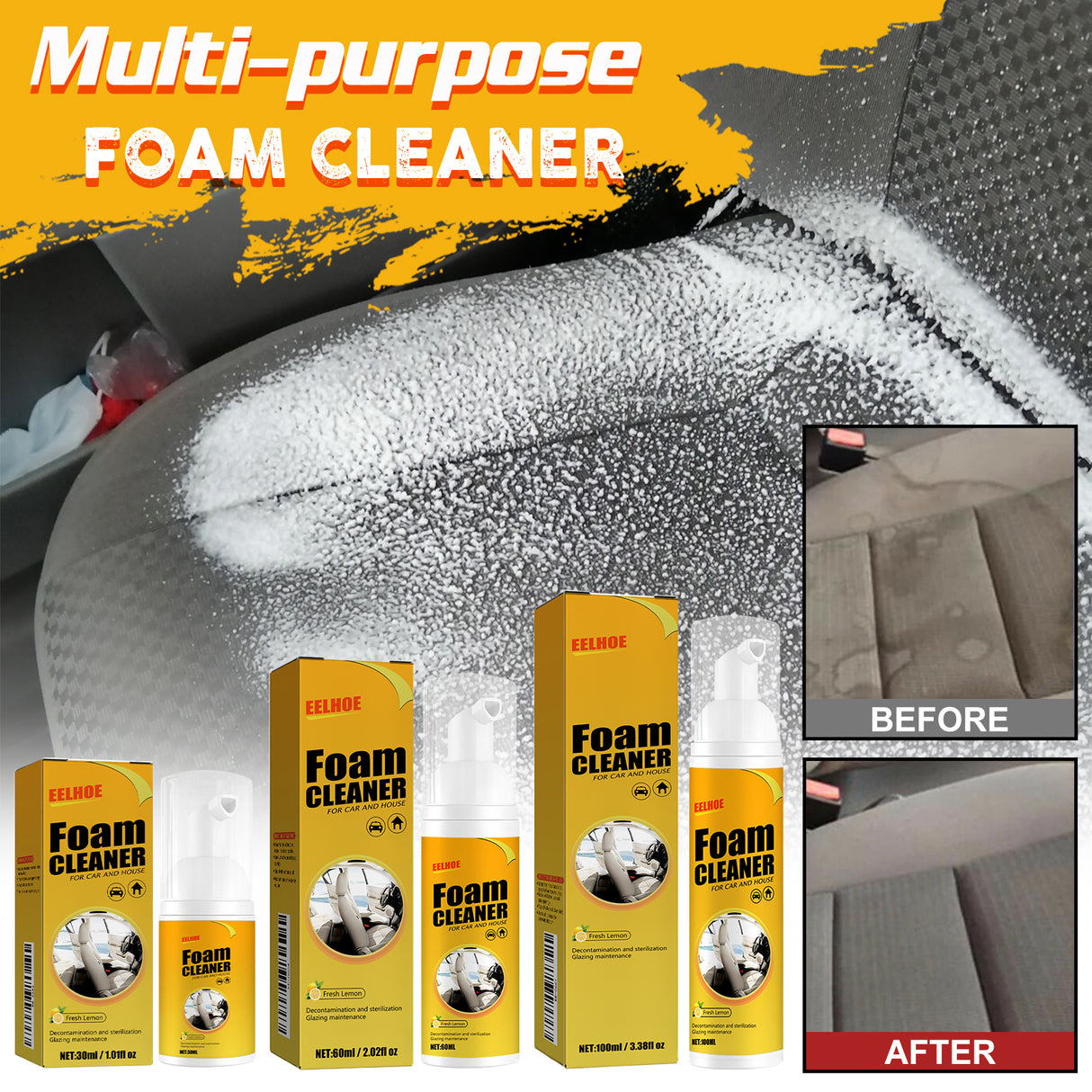 Automotive Steering Wheel Foam Cleaner, Leather Seat Supplies Decontamination Multi-Functional Interior Cleaner - V.I.P Digital Presence