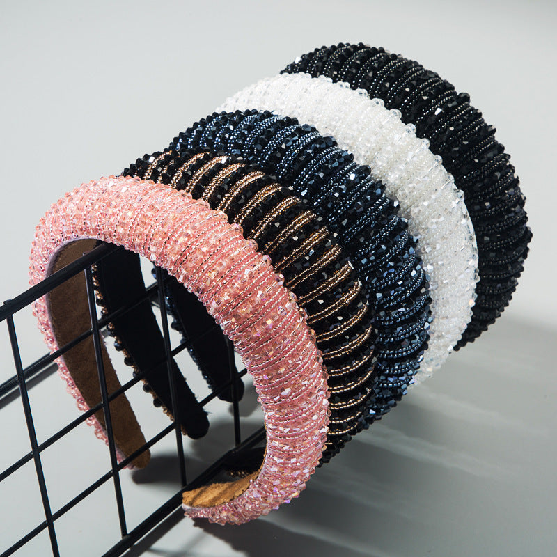 Hair Hoop Hand Woven Beaded Head Hoop Female Baroque Sponge Hair Bundle Korean Style Of The Net Red Face Wash Hair Accessories - V.I.P Digital Presence