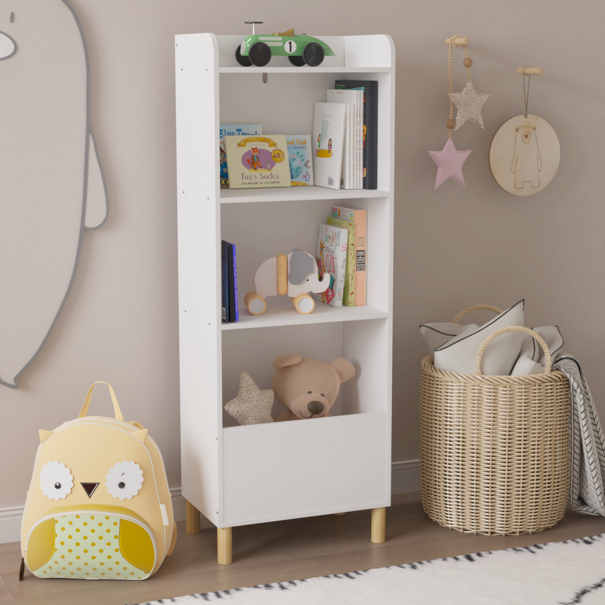 Kids 4-Tier Bookcase Children's Book Display Bookshelf Toy Storage Cabinet Organizer for Children's Room Playroom - V.I.P Digital Presence