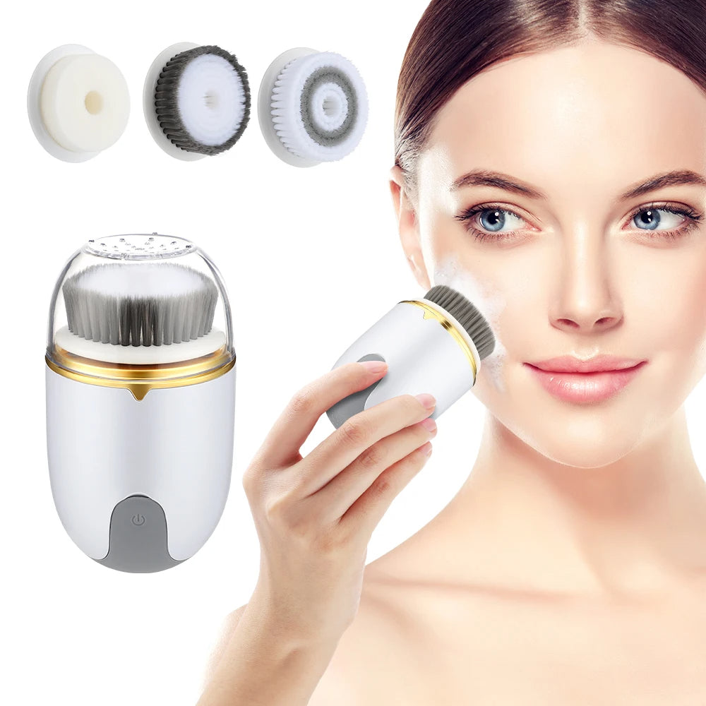 3 in 1 Ultrasonic Facial Cleanser Brush Electric Cleansing Face Brush 360 Rotate Deep Cleaning Brush Facial Skin Care Machine - V.I.P Digital Presence