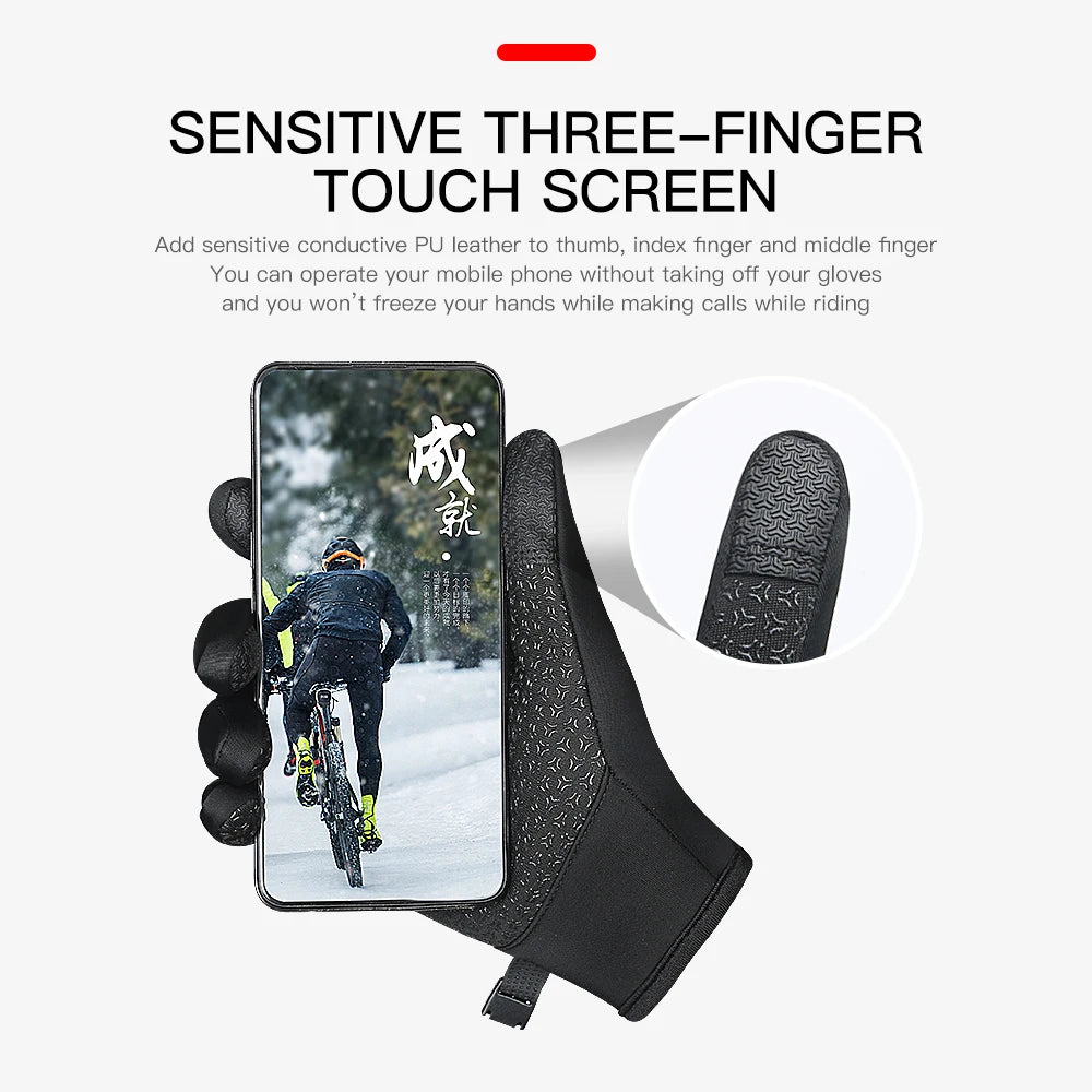Outdoor cycling men's and women's warm touch screen cold and windproof skiing sports gloves