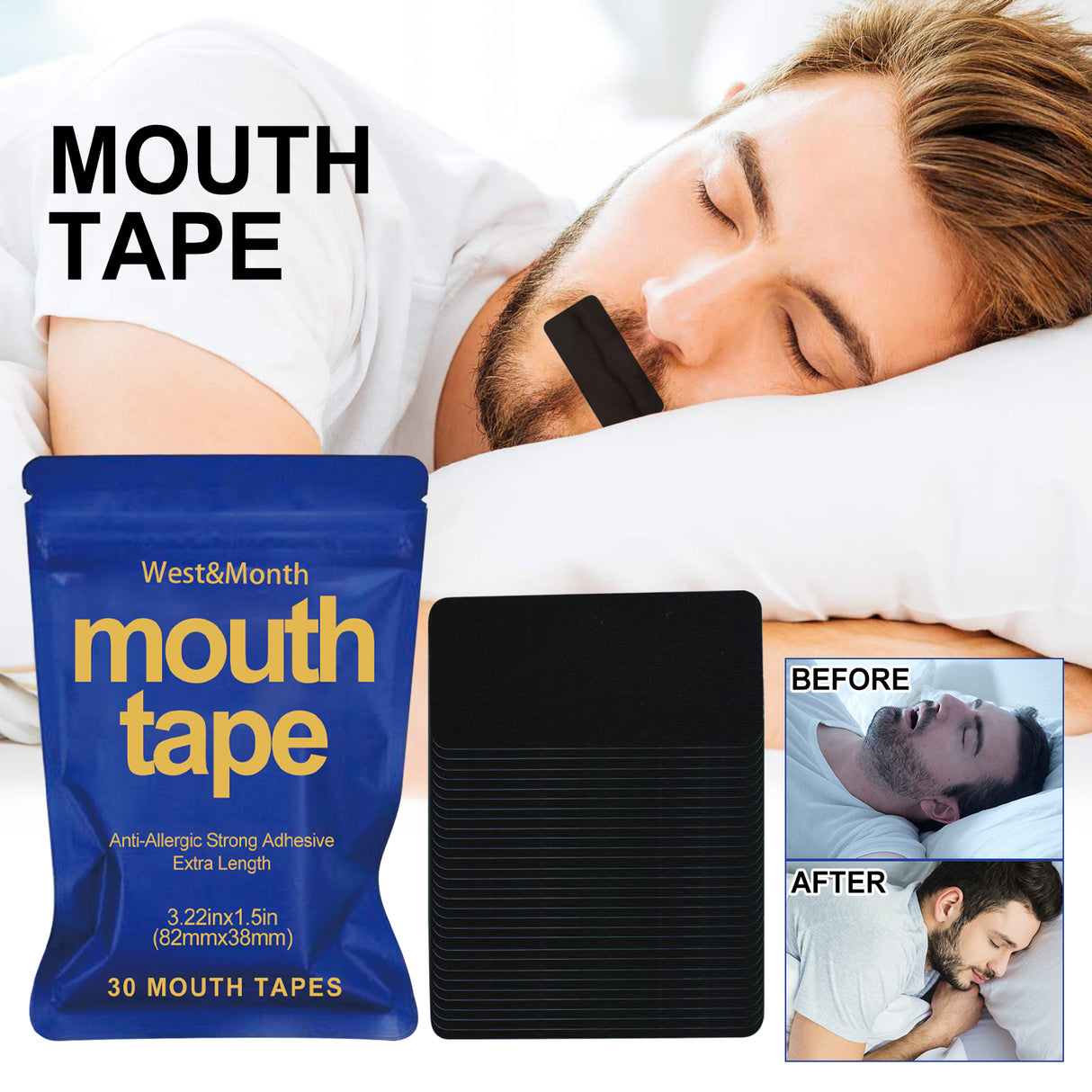 Mouth Tape, Ease Mouth Breathing Prevent Snoring Shut Mouth Care For Sleep Patch - V.I.P Digital Presence