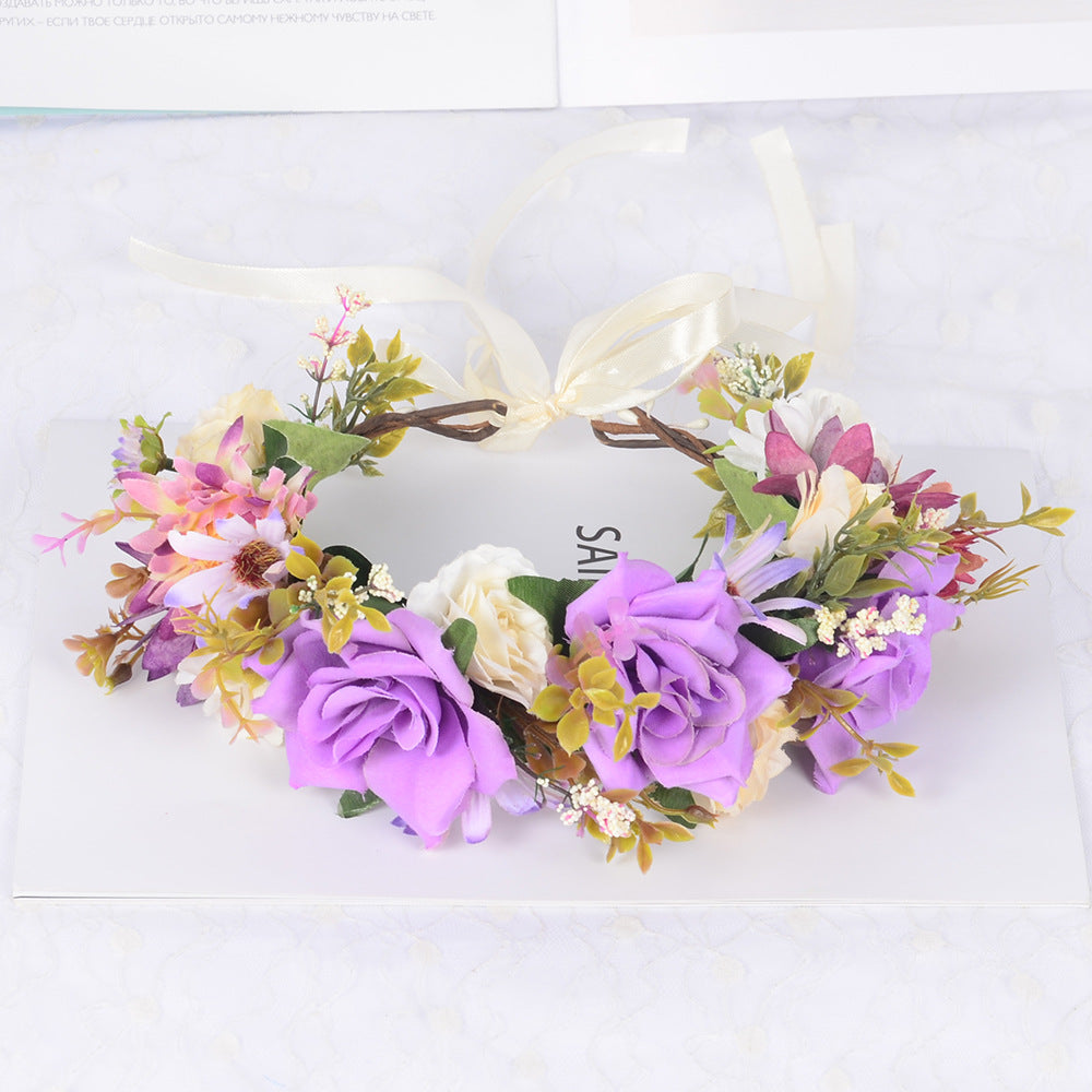 Flower garland headwear simulated flower vine flower crown vacation photography headwear - V.I.P Digital Presence
