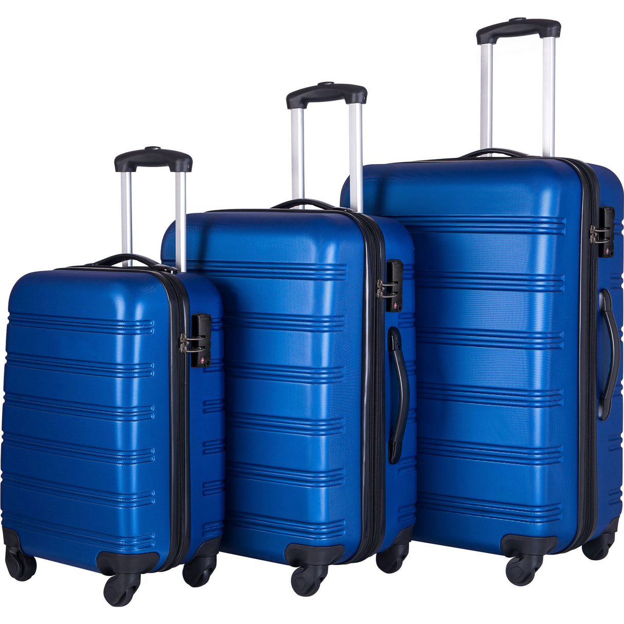 Blue 3 Piece Luggage Set Hardside Spinner Suitcase with TSA Lock 20" 24' 28" Available