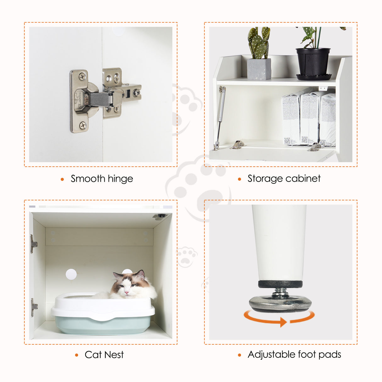 White wooden hidden cat trash can with rack and trash can shell, indoor cat house pet box, storage cabinet - V.I.P Digital Presence