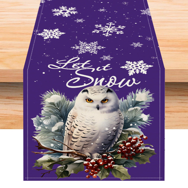 Owl Linen Table Flag Christmas Day Table Decoration Tablecloth Kitchen Restaurant Tablecloth Tea Table Cloth - V.I.P Digital Presence