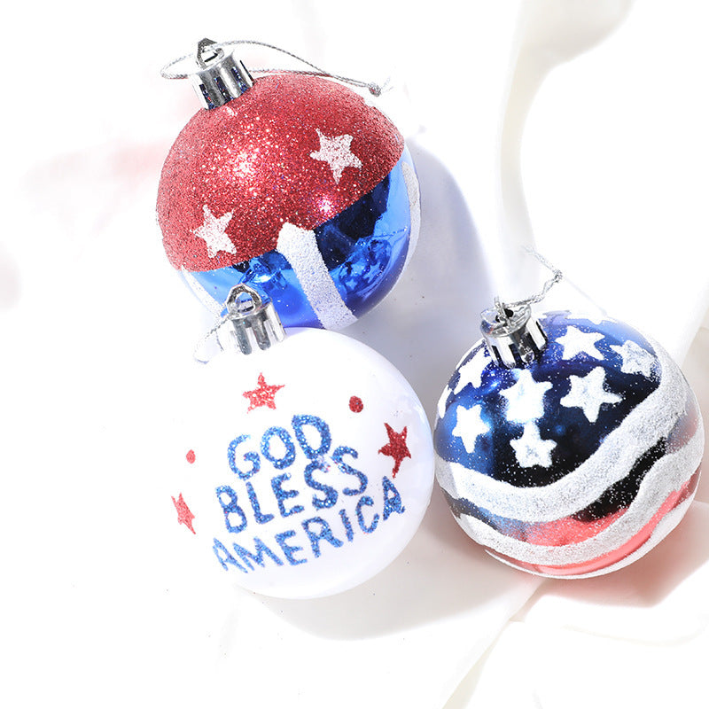 American Independence Day Christmas Plastic Balls Christmas Tree Decoration Hand drawn Ball Set - V.I.P Digital Presence